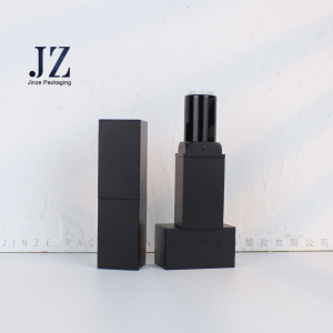 Jinze square matte black man's lip balm tube lipstick container 