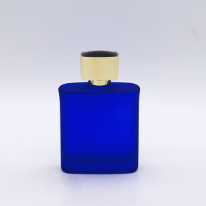 handmade high-end blue color empty cosmetic packaging glass 100ml bottle perfume