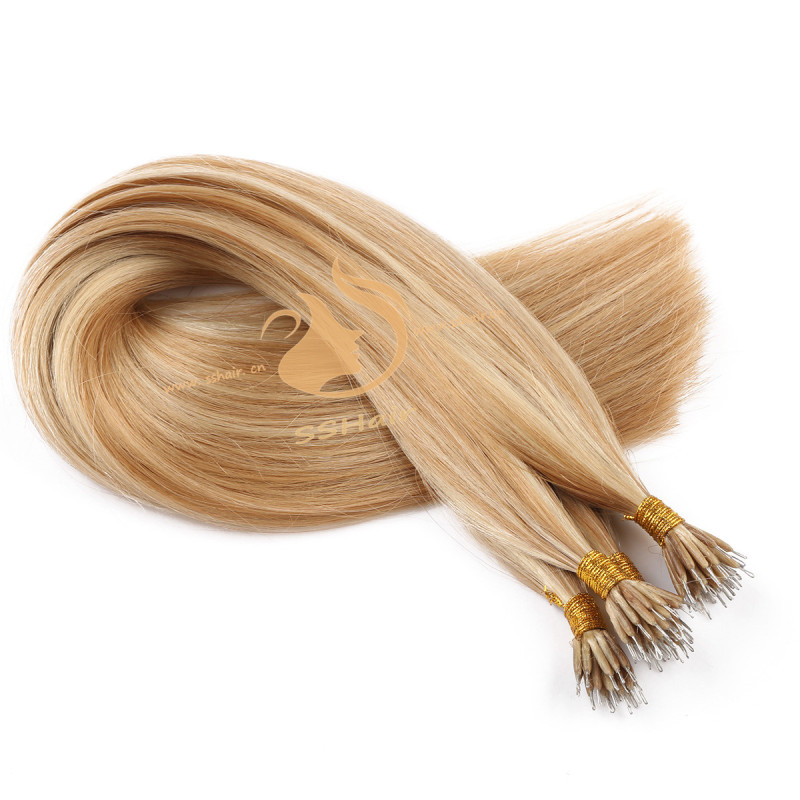 SSHair // Nano Ring Hair Extensions // Remy Human Hair // 27# P 613# // Straight