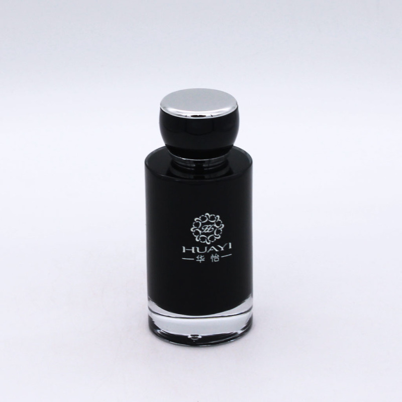 painting coating inside black cylinder cosmetic glass 100ml luxury perfume bottle
