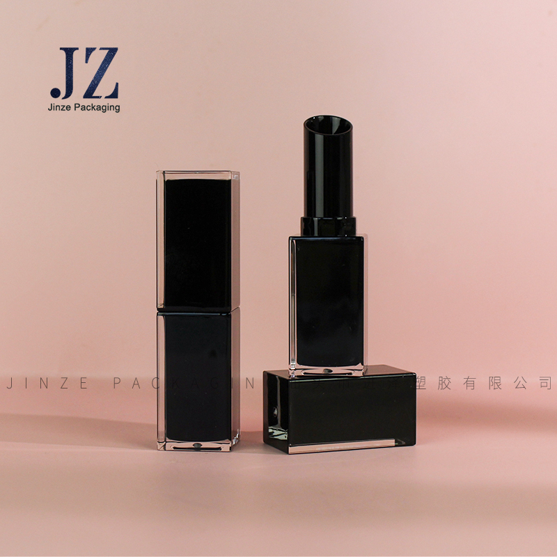 Jinze square black empty lipstick tube transparent outside lip balm container