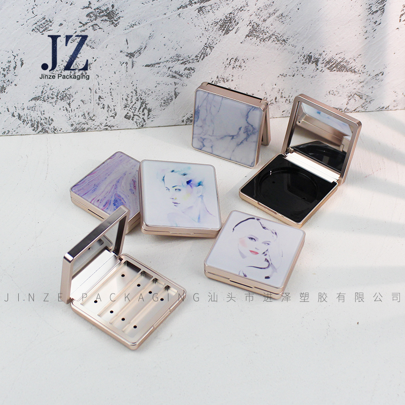 jinze magnetic square custom design 3D print slice top 5 kinds of inner eyeshadow case compact power container