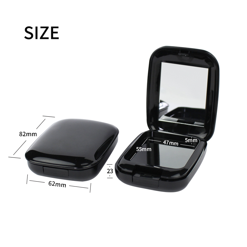 jinze black square blush compact container compact powder packaging case