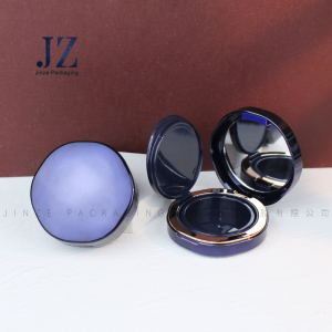 jinze magnetic snap dark purple empty makeup case bb cushion foundation packaging with mirror