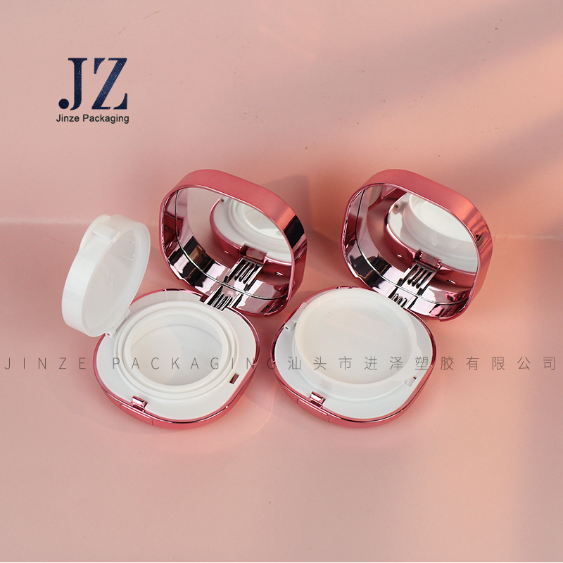 jinze square rose gold with pearl white empty air cushion packaging case and mirror