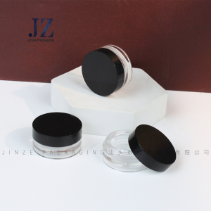 Jinze classical plastic black lid transparent round single eyeshadow case lip balm jar