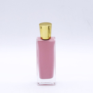customized inner painting pink 100ml rectangle glass empty bottle perfume