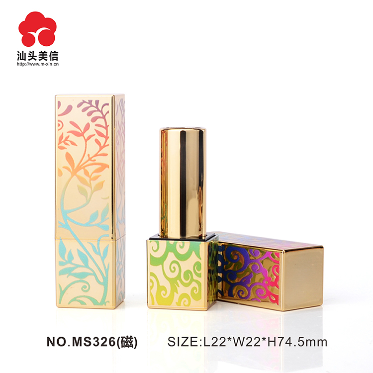 Cosmetic Customized packaging Fashionable Empty Square Shaped magnet Unique Plastic Cosmetic  Lipstick tube Packaging