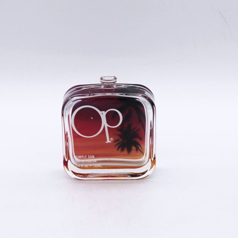 hot transfer printing empty 100ml perfume container cosmetic glass square bottle