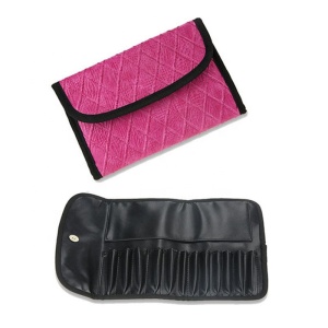 Women Fancy Pink Makeup Clutch Bag Custom Makeup Brush Storage Bag Accep12pcs Brushes for Your Products 
