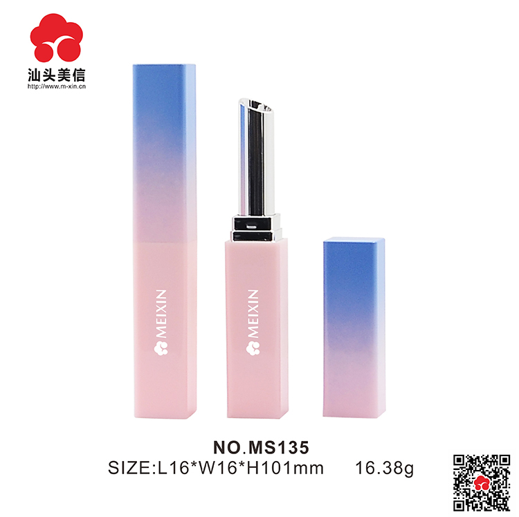 Factory Price Customized cosmetic packaging Slant design Unique Plastic Cosmetic Empty Lipstick tube Packaging