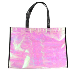 Charming Cheap Design Nonwoven Fabric Tote Bag Fashion Print Logos Holographic PVC Shopping Bag For Free Gift 