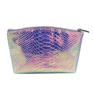 Guangzhou DAISHU Holographic Laser Snake Leather Bags Manufacturer Custom Made Rainbow Cosmetic Pouch 