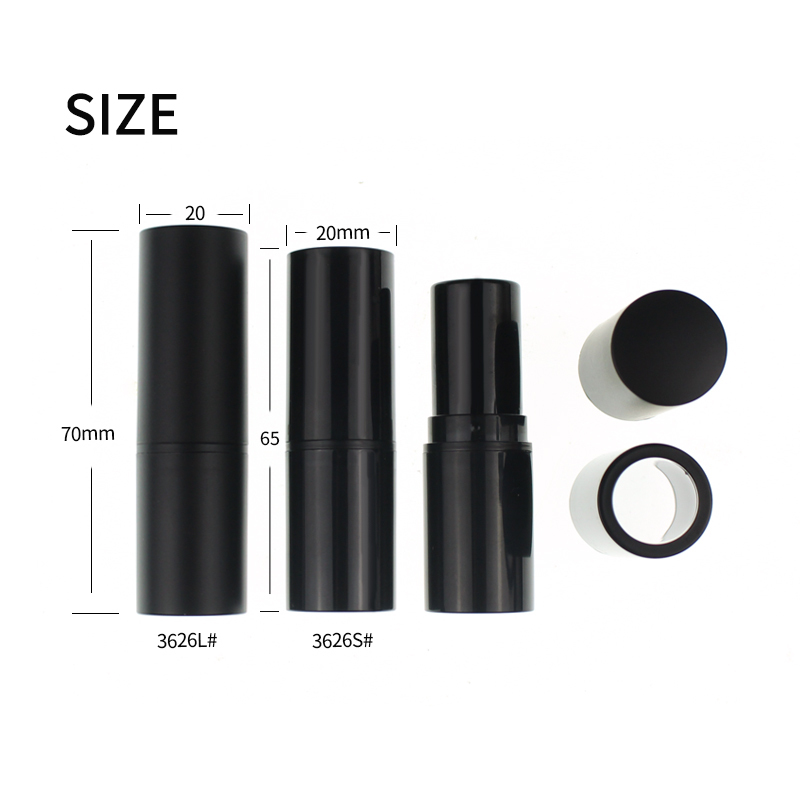 Jinze round shape matter black two size lip balm tube transparent top lipstick tube
