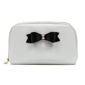 Hot Sale Shiny Pattern Cosmetic Pouch Bag Ladies Cosmetic Pochette With Lovely Bow Tie Decoration 