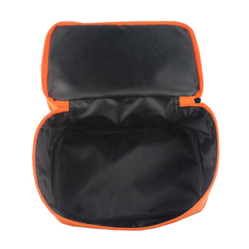 Portable Waterproof Nylon Make Up Box Large Capacity Cosmetic Storage Travel Bag With Two Layer Zip Pockets 