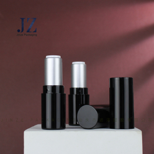 Jinze RTS gloss black with silver inner lipstick tube lip balm container for man