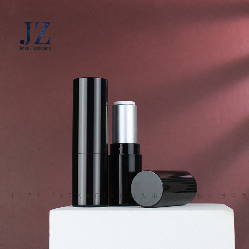 Jinze RTS gloss black with silver inner lipstick tube lip balm container for man