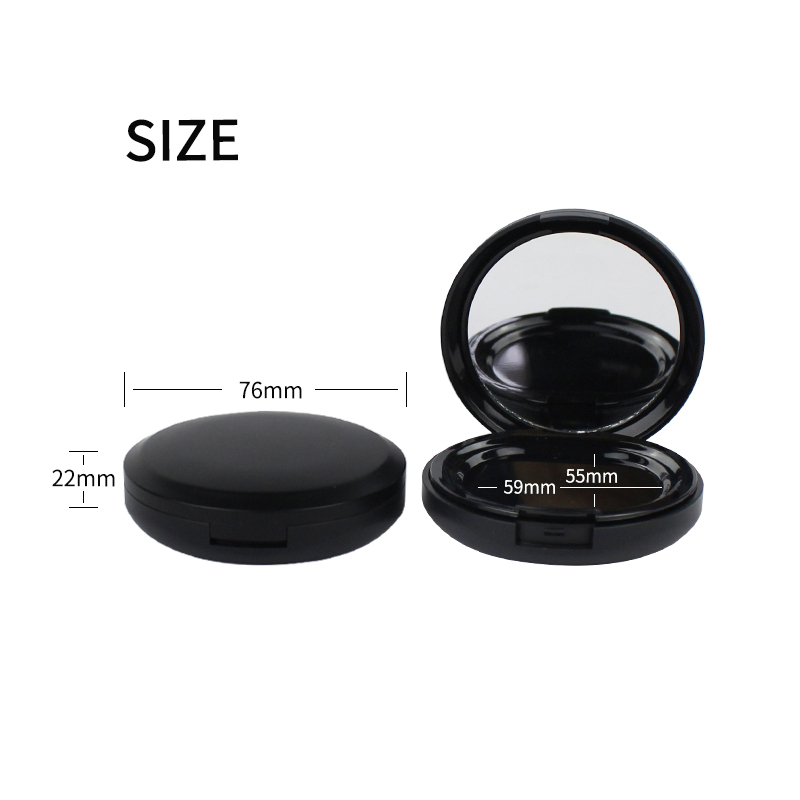Jinze matte black custom color concealer powder make up case with mirror