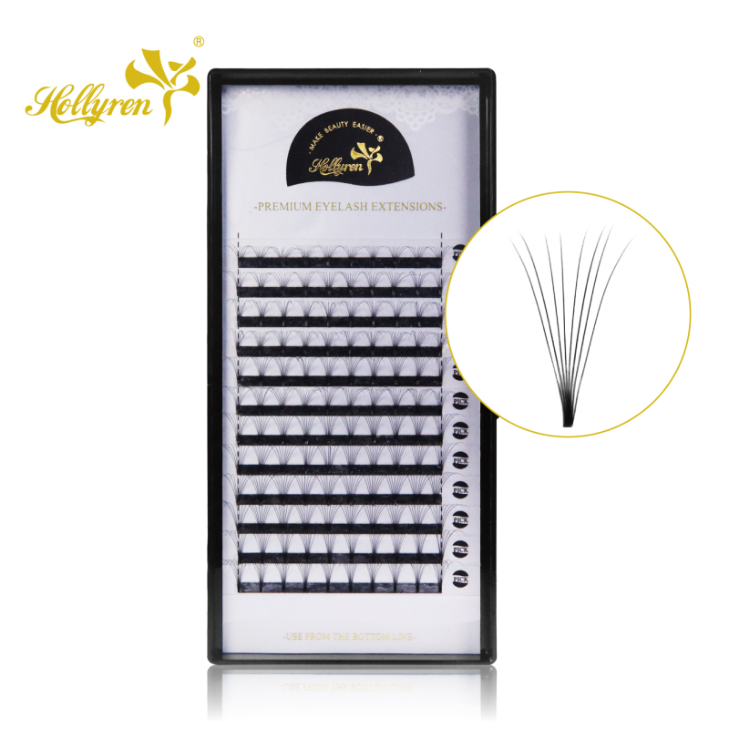 Wider pre-fanned eyelash extensions