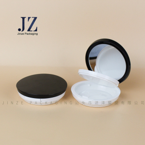 Jinze black with white compact makeup container empty blush compact powder case with mirror
