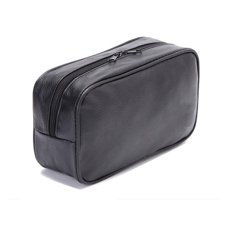 High Quality Unisex PU Leather Travel Toiletry Bag Carry Light Weight Cosmetic Bag Box Black 