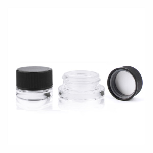 Custom uk CBD packaging transparent round 3ml 5ml 7ml small concentrate childproof glass jars with CRC cap