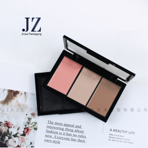 Jinze square 3 colors eyeshadow empty plastic case blusher palette packaging with window 