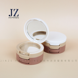 Jinze 3 layers round container compact powder case empty shading powder packaging with mirror