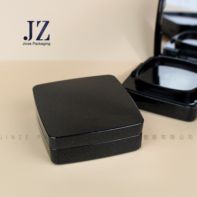 Jinze pearl black square air cushion foundation case empty bb cushion container with mirror