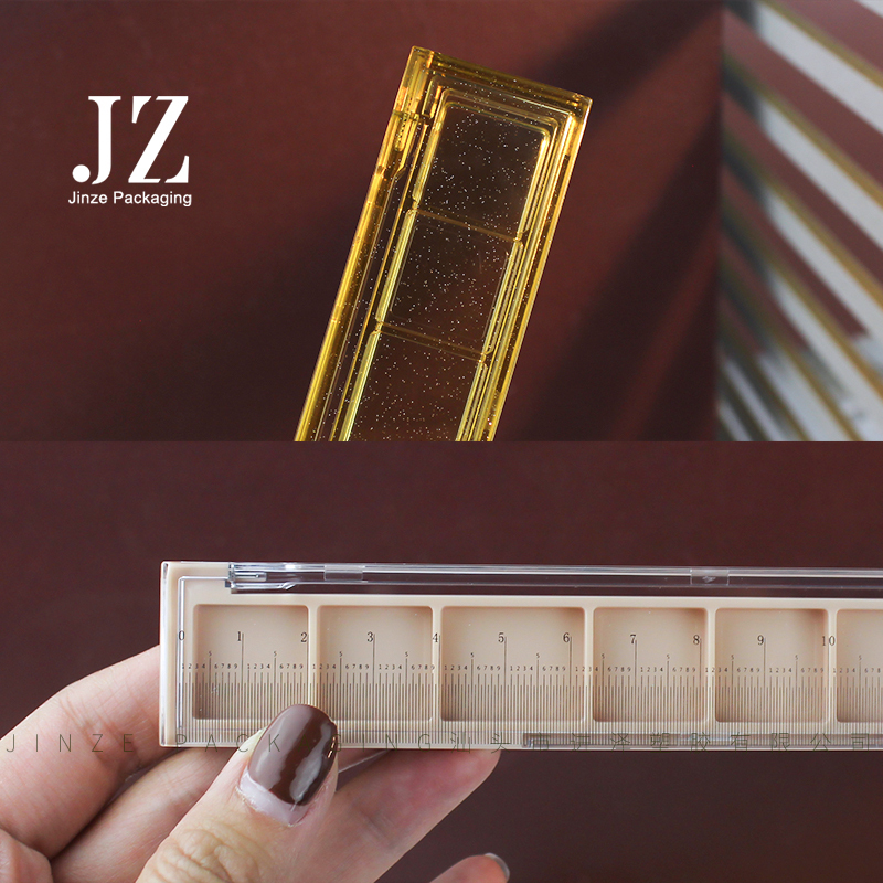 Jinze 8 colors square ruler shape eyeshadow case empty powder makeup container