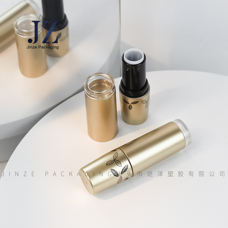 Jinze transparent top round shape gold color lip balm container lipstick tube