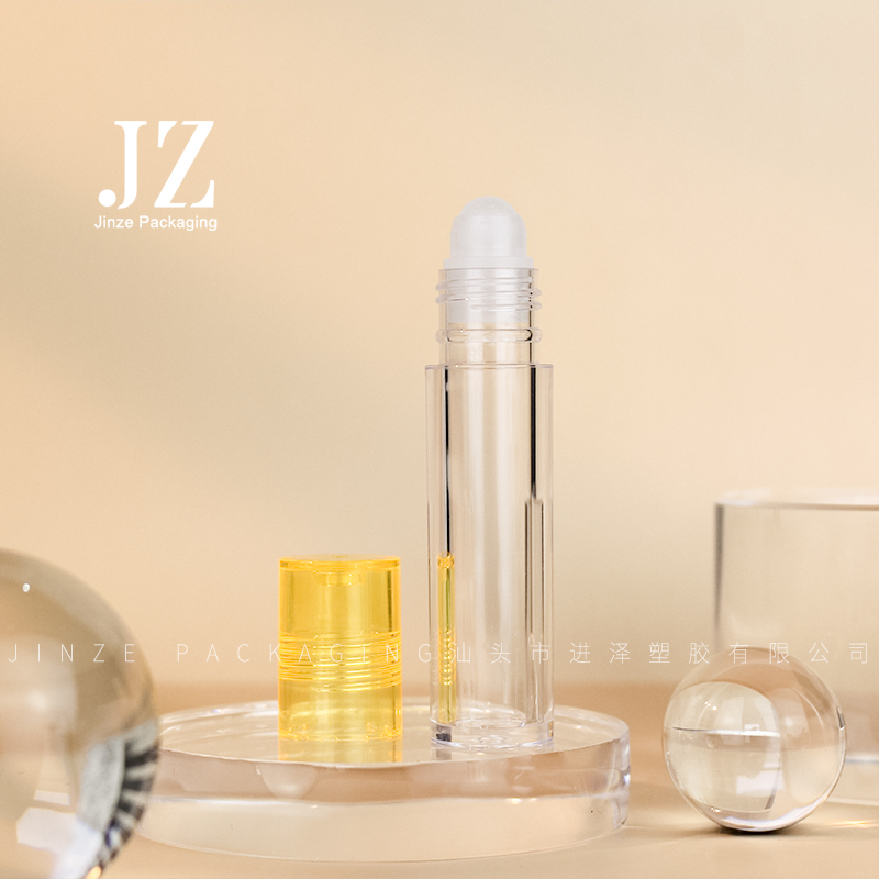 Jinze full transparent roll on tube perfume oil bottle eye essence roll on container 7ml