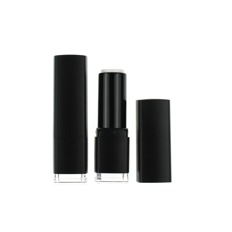 Jinze matte black square lip balm tube transparent bottom lipstick tube