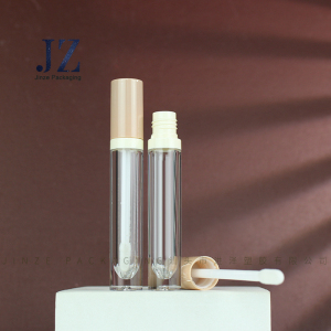 Jinze free sample round 6ml lip gloss packaging lip gloss tube with wand applicator
