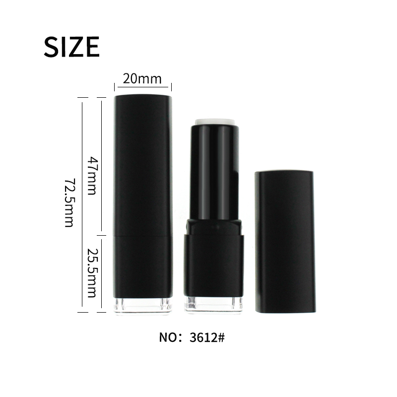 Jinze matte black square lip balm tube transparent bottom lipstick tube