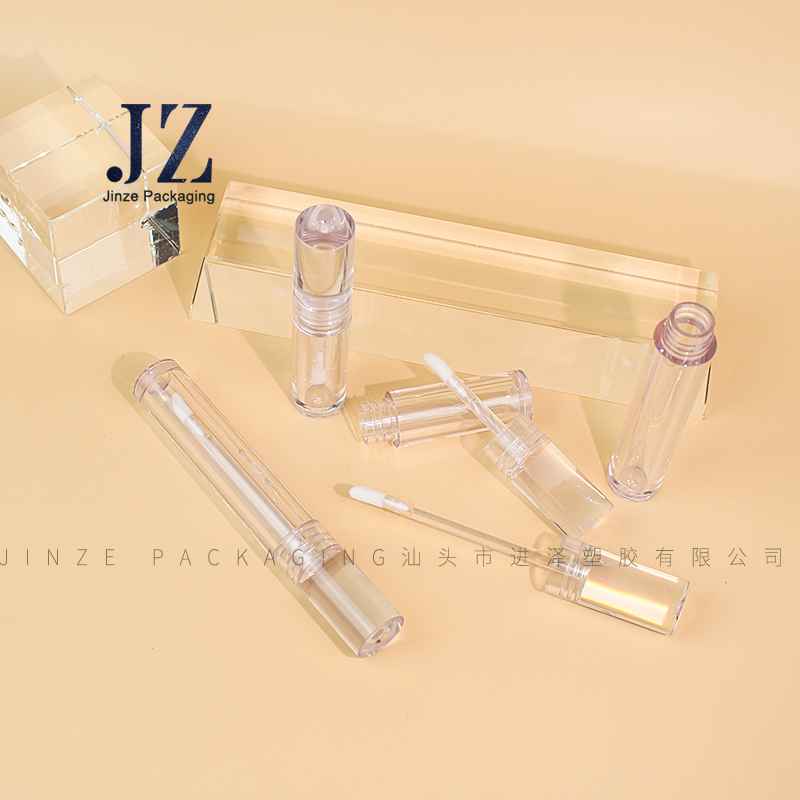 Jinze full transparent FETG material round lip gloss tube empty liquid eye shadow packaging 3ml 5ml