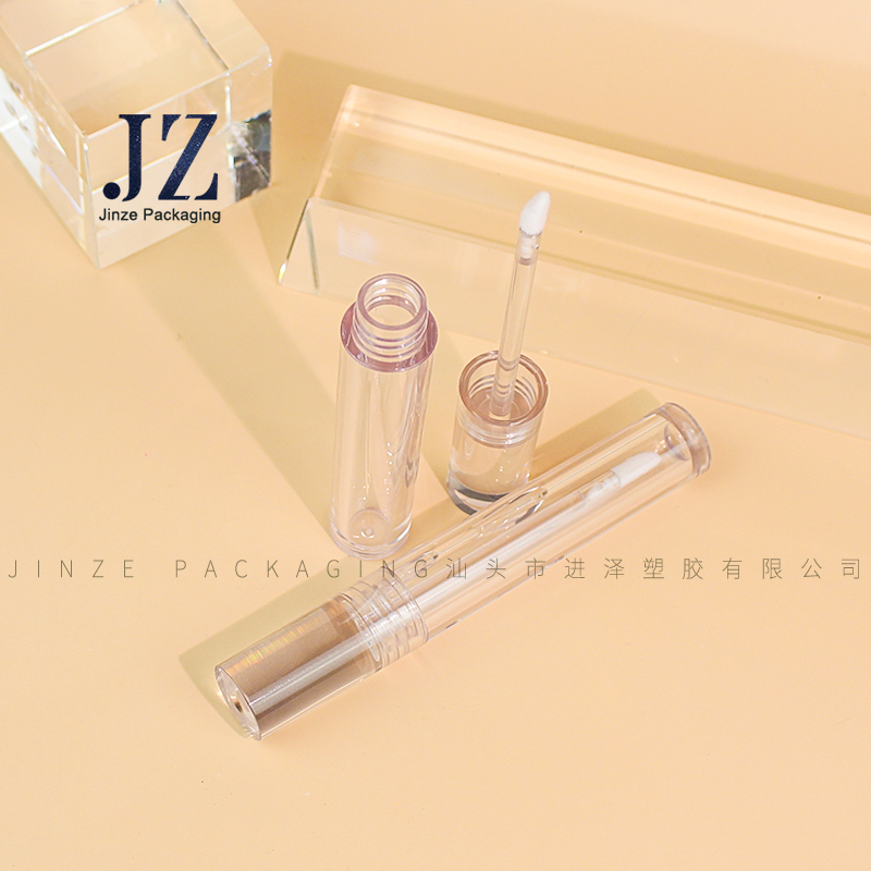 Jinze full transparent FETG material round lip gloss tube empty liquid eye shadow packaging 3ml 5ml