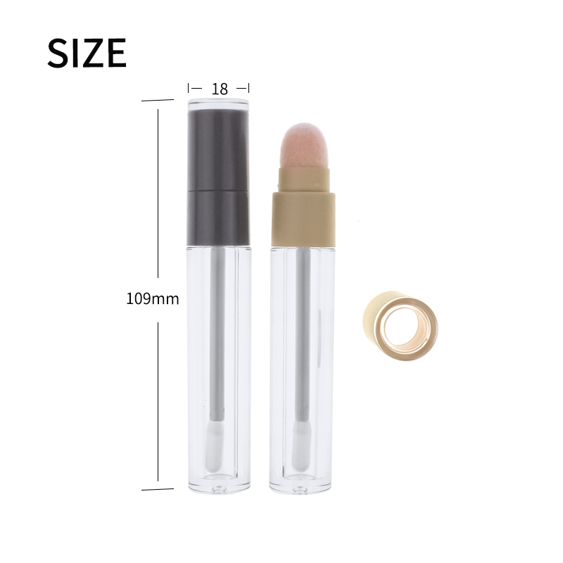 Jinze 3ml cushion lip gloss tube double brush lip gloss packaging with spongy top and applicator