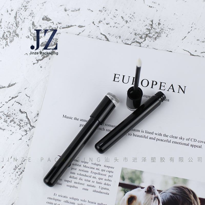 Jinze transparent top pen shape 4ml black lip gloss packaging empty tube