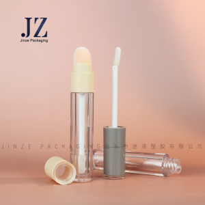 Jinze 3ml cushion lip gloss tube double brush lip gloss packaging with spongy top and applicator