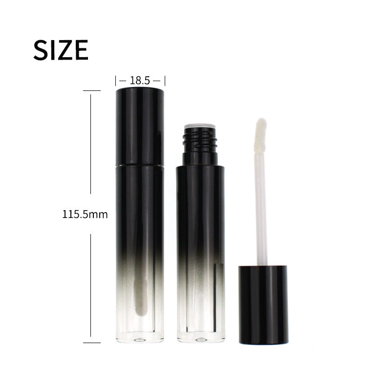 Jinze gold top round lid with square bottom empty 5ml lip gloss tube packaging black glitter gradient