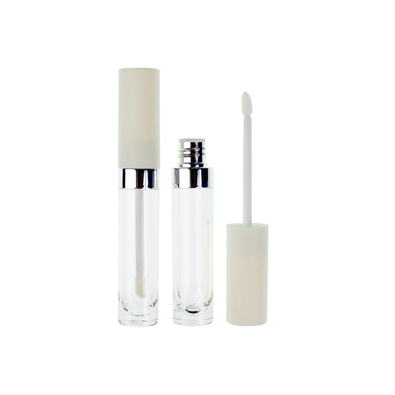 Jinze 8ml lip gloss container round lip gloss packaging tube with silver ring and applicator