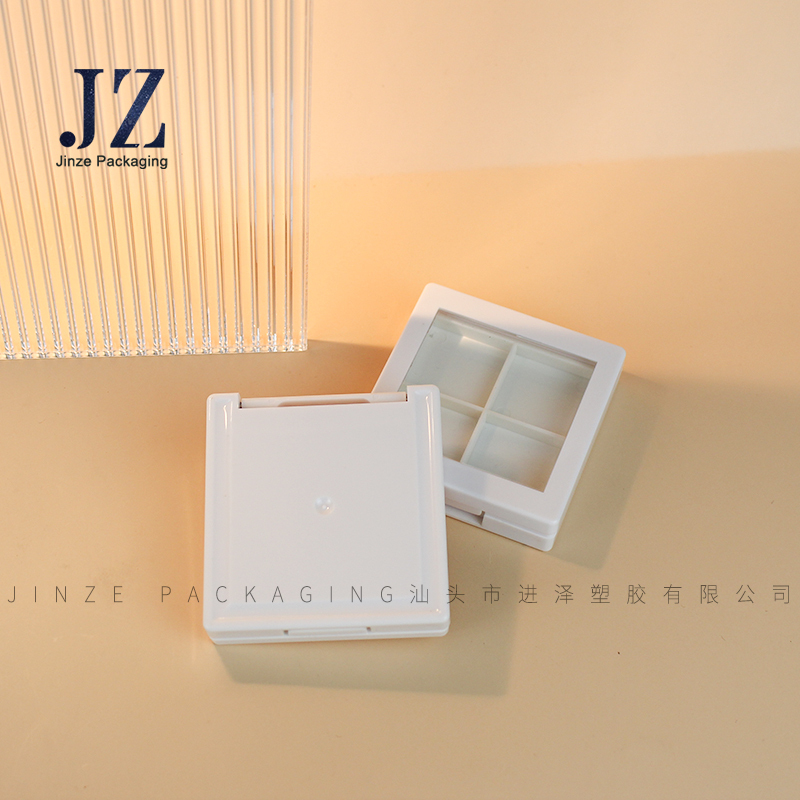 Jinze mini square 4 colors eye shadow case empty eyeshadow container with window