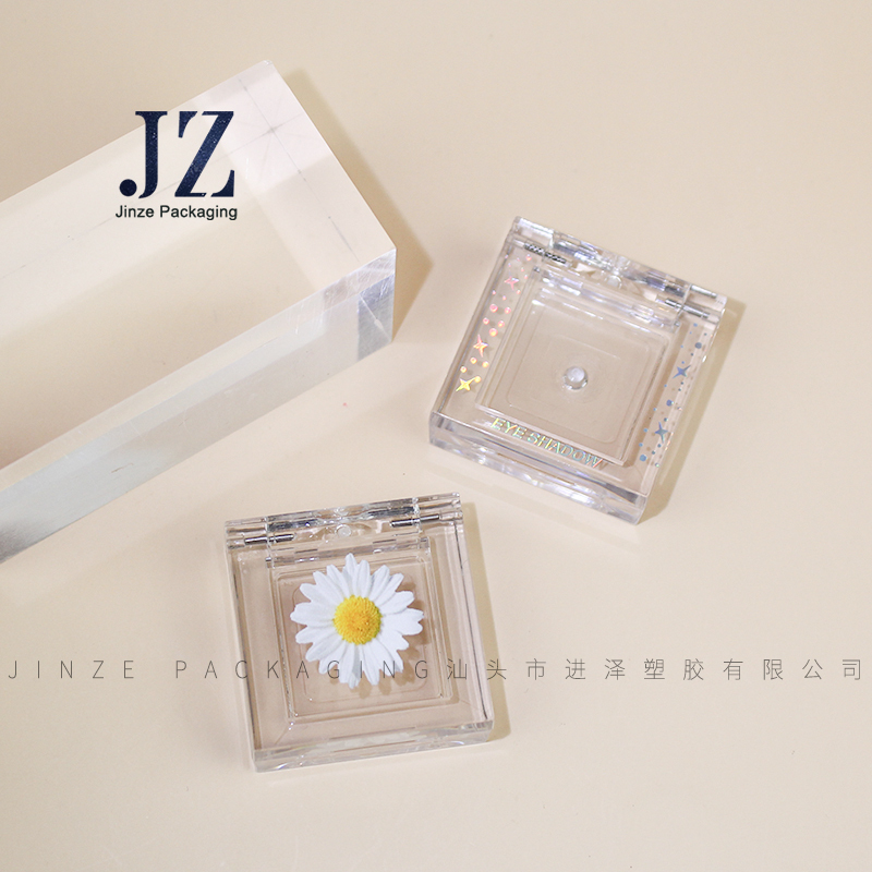 Jinze square ice cube eye shadow case full transparent cosmetic packaging for highlighters empty