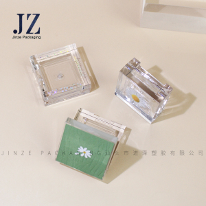 Jinze square ice cube eye shadow case full transparent cosmetic packaging for highlighters empty