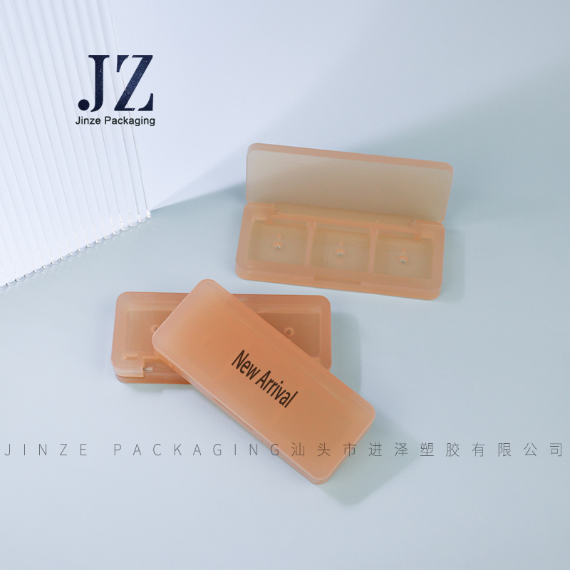 Jinze square transparent orange eye shadow case 3 colors makeup packaging custom design