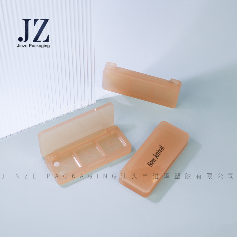 Jinze square transparent orange eye shadow case 3 colors makeup packaging custom design
