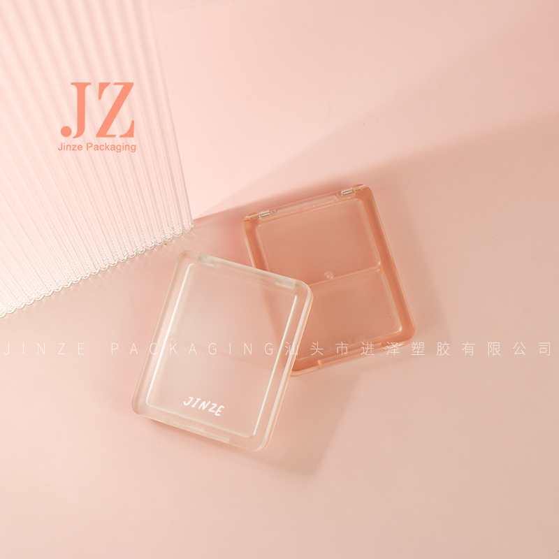Jinze square full transparent eyeshadow palette packaging highlighter makeup case blusher