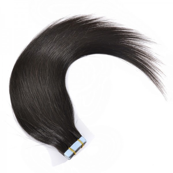 Natural Black Tape In Human Virgin Hair Extensions Skin Weft Tape Straight Extension
